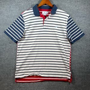 Southern Tide Polo Shirt Men's Large Red/White/Blue Striped Classic Fit Casual